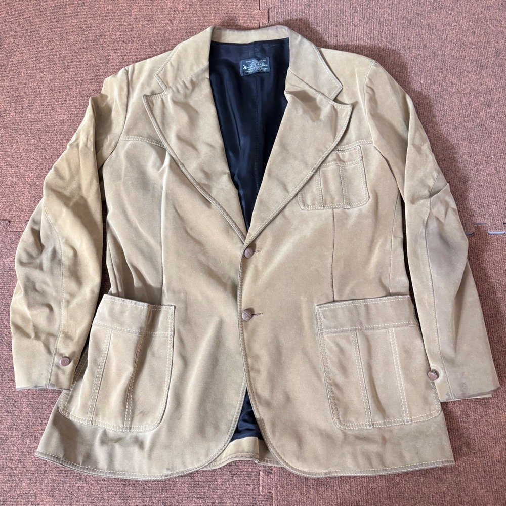 Vintage Brad Whitney Tan Suede Style Blazer Sport Coat Western 2 Button Mens 44
